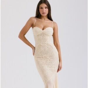 House of CB Felicia Vanilla Chiffon & Lace Gown